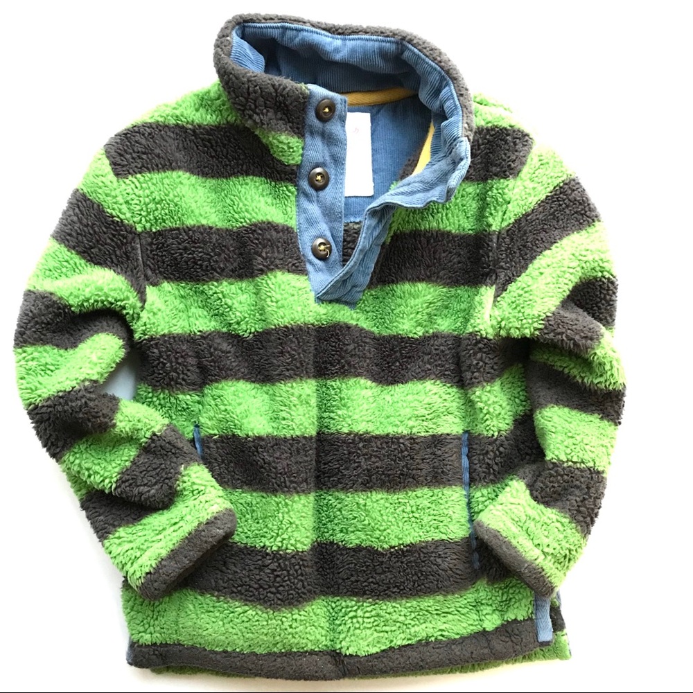Mini Boden fuzzy WARM pullover 1/4 button up 3-4Y